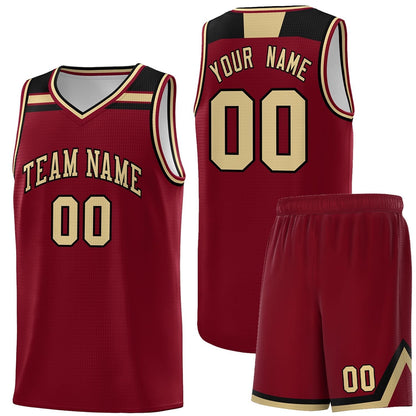 Custom Crimson Khaki-Black Classic Sports Uniform Basketball Jersey