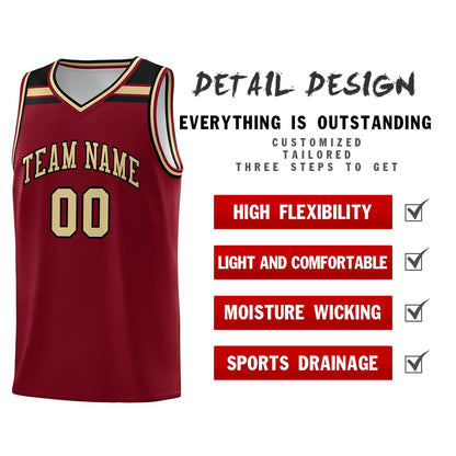 Custom Crimson Khaki-Black Classic Sports Uniform Basketball Jersey