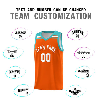 Custom Orange White-Aqua Classic Sports Uniform Basketball Jersey