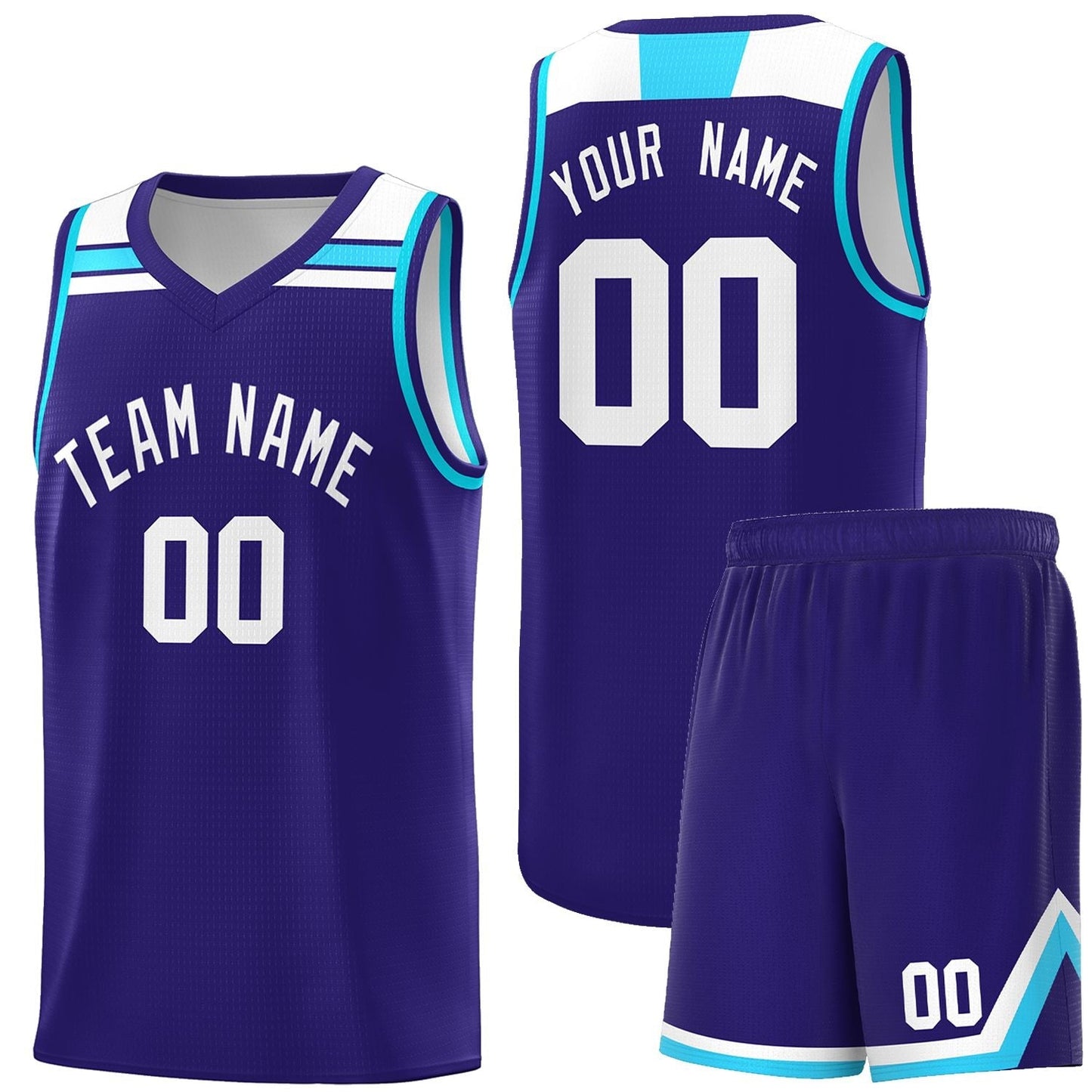 Custom Purple White-Powder Blue Classic Sports Uniform Basketball Jersey