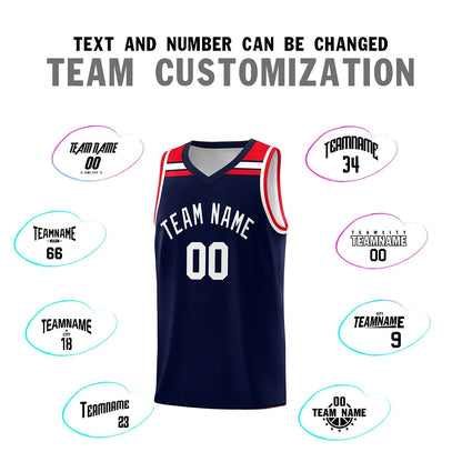 Custom Navy White-Red Classic Sports Uniform Basketball Jersey