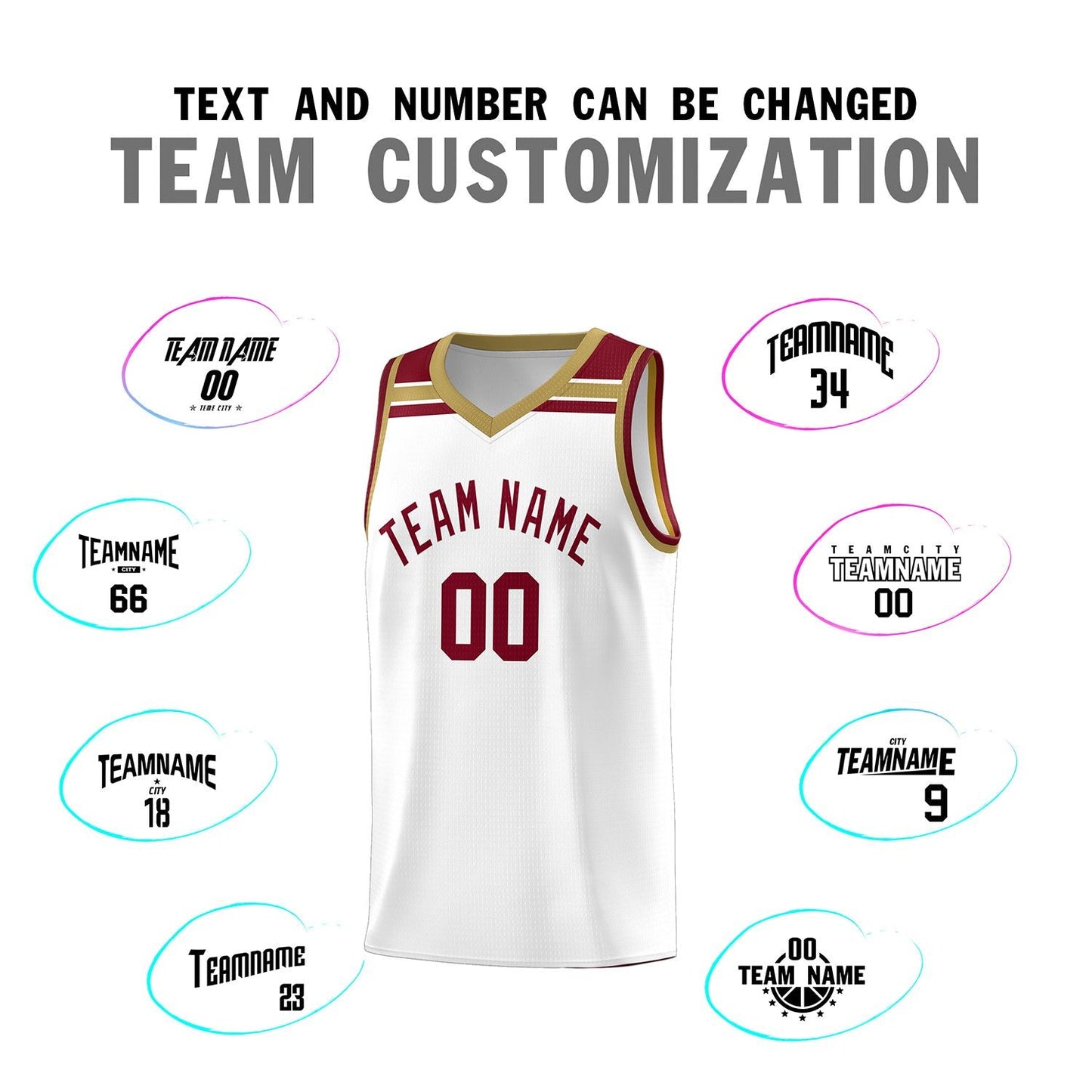 Custom White Crimson-Old Gold Classic Sports Uniform Basketball Jersey