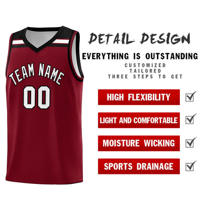 Custom Crimson White-Black Classic Sports Uniform Basketball Jersey