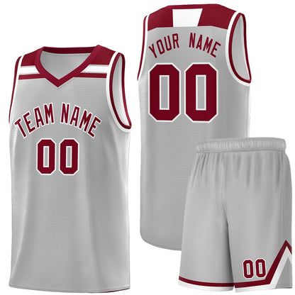 Custom Gray Crimson-White Classic Sports Uniform Basketball Jersey