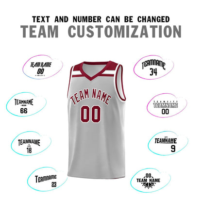 Custom Gray Crimson-White Classic Sports Uniform Basketball Jersey