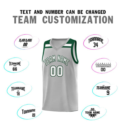 Custom Gray White-Green Classic Sports Uniform Basketball Jersey