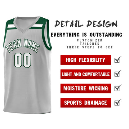 Custom Gray White-Green Classic Sports Uniform Basketball Jersey