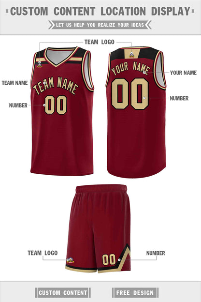 Custom Crimson Khaki-Black Classic Sports Uniform Basketball Jersey