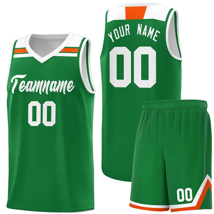 Custom Kelly Green White-Orange Classic Sports Uniform Basketball Jersey