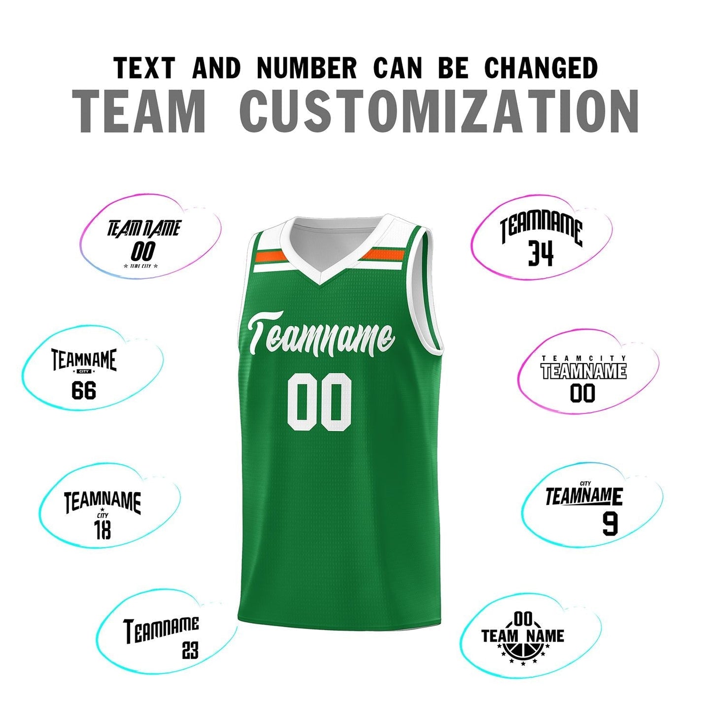 Custom Kelly Green White-Orange Classic Sports Uniform Basketball Jersey