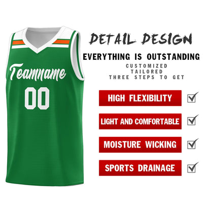 Custom Kelly Green White-Orange Classic Sports Uniform Basketball Jersey