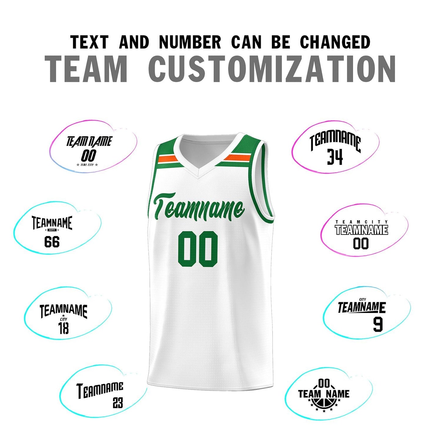 Custom White Kelly Green-Orange Classic Sports Uniform Basketball Jersey