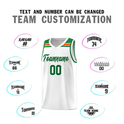 Custom White Kelly Green-Orange Classic Sports Uniform Basketball Jersey