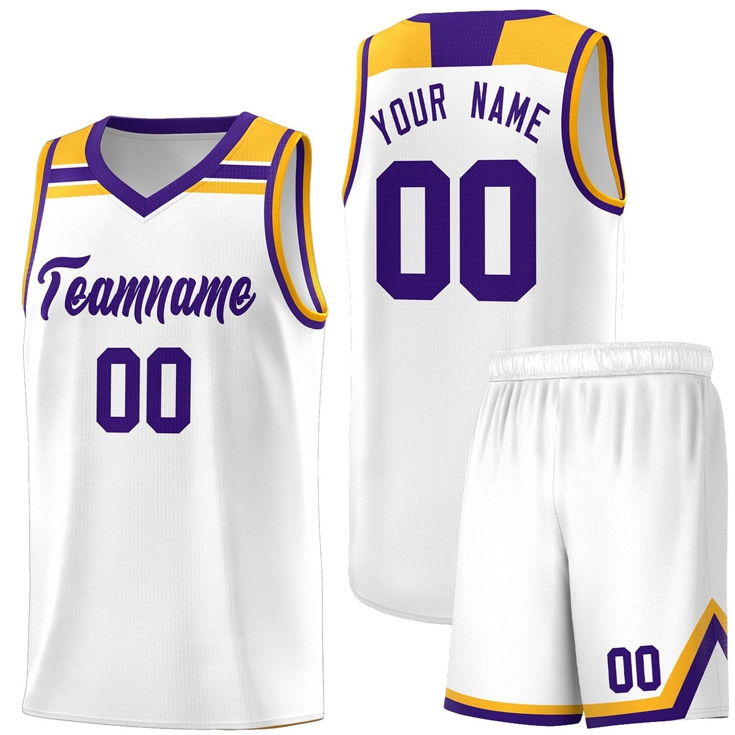 Custom White Purple-Gold Classic Sports Uniform Basketball Jersey