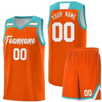 Custom Orange White-Aqua Classic Sports Uniform Basketball Jersey