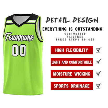 Custom Neon Green White-Black Classic Sports Uniform Basketball Jersey