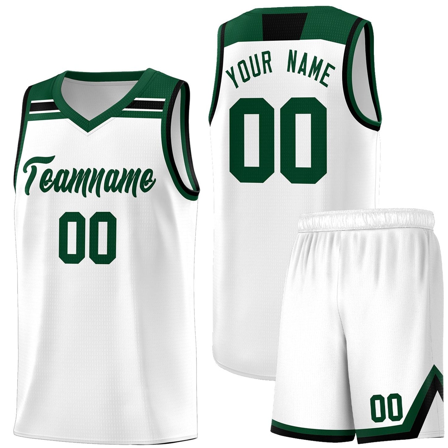 Custom White Green-White Classic Sports Uniform Basketball Jersey