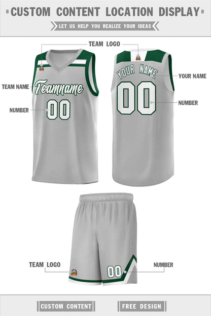 Custom Gray White-Green Classic Sports Uniform Basketball Jersey