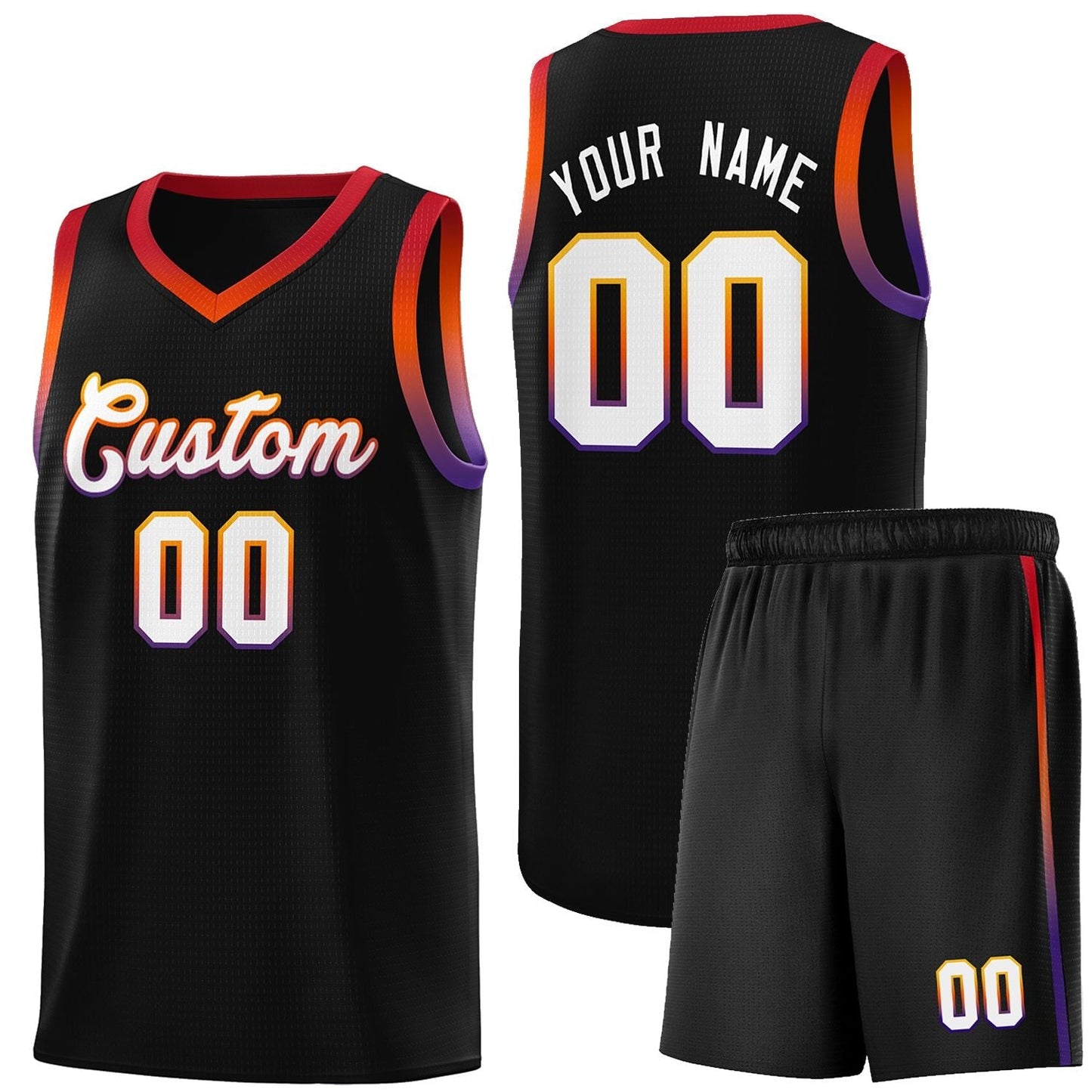 Custom Black Personalized Gradient Font Sports Uniform Basketball Jersey