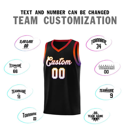 Custom Black Personalized Gradient Font Sports Uniform Basketball Jersey