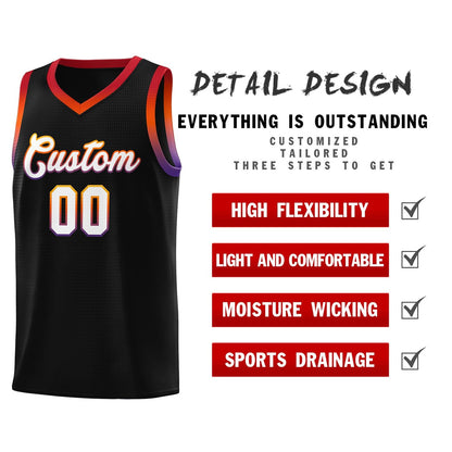 Custom Black Personalized Gradient Font Sports Uniform Basketball Jersey