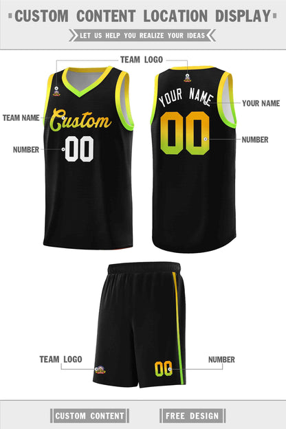 Custom Black Personalized Gradient Font Sports Uniform Basketball Jersey