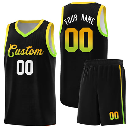 Custom Black Personalized Gradient Font Sports Uniform Basketball Jersey