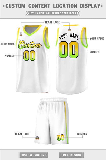 Custom White Personalized Gradient Font Sports Uniform Basketball Jersey