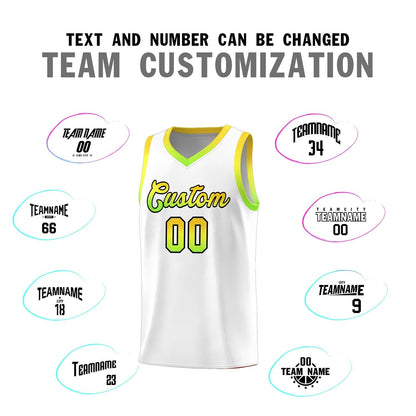 Custom White Personalized Gradient Font Sports Uniform Basketball Jersey