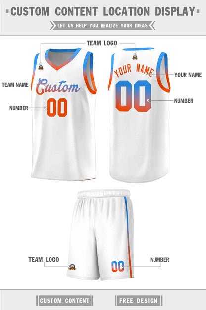 Custom White Personalized Gradient Font Sports Uniform Basketball Jersey