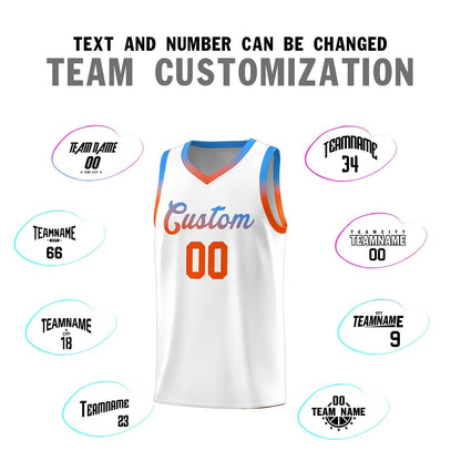 Custom White Personalized Gradient Font Sports Uniform Basketball Jersey