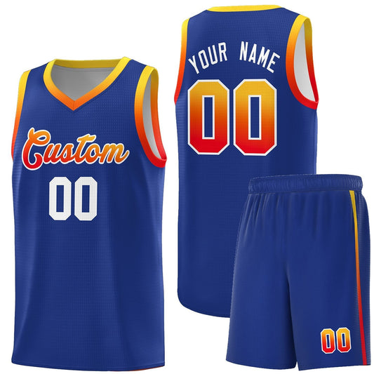 Custom Royal Personalized Gradient Font Sports Uniform Basketball Jersey