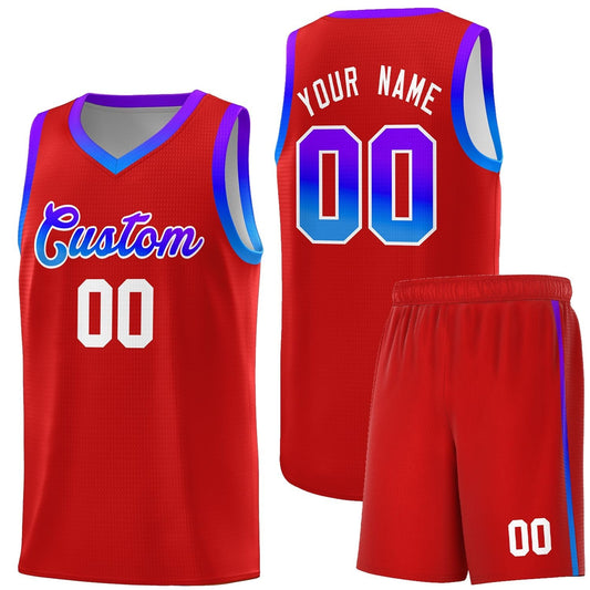 Custom Red Personalized Gradient Font Sports Uniform Basketball Jersey