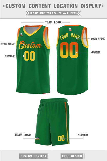 Custom Kelly Green Personalized Gradient Font Sports Uniform Basketball Jersey