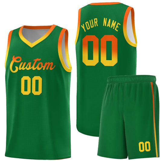 Custom Kelly Green Personalized Gradient Font Sports Uniform Basketball Jersey