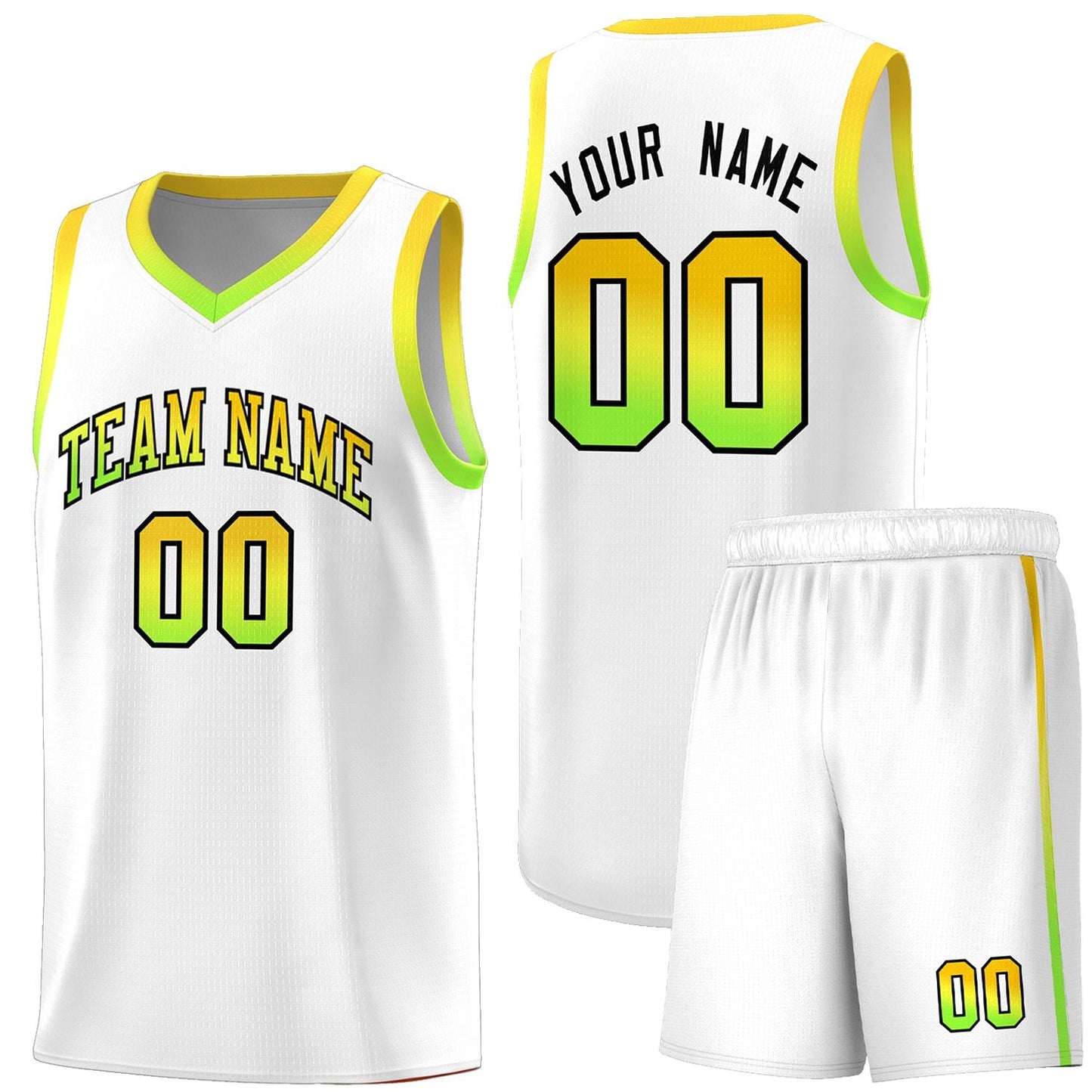 Custom White Personalized Gradient Font Sports Uniform Basketball Jersey