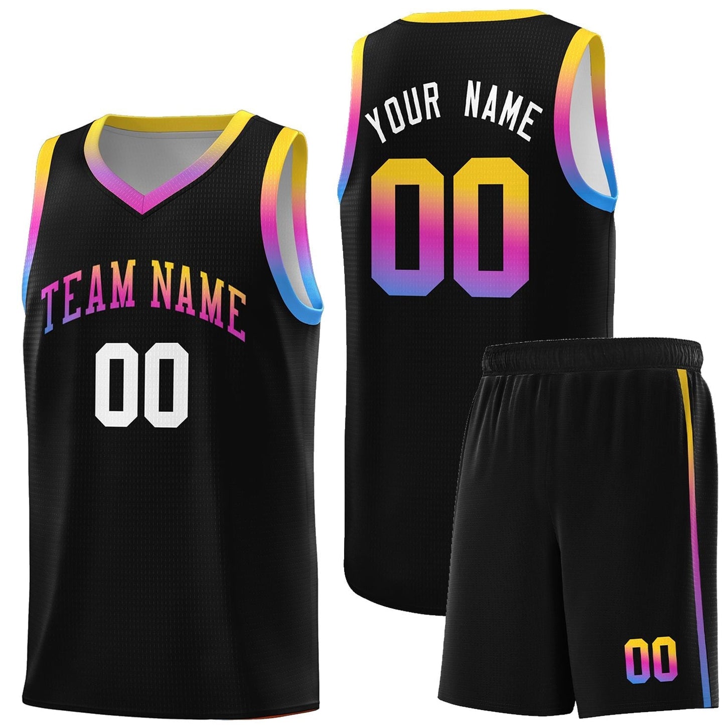 Custom Black Personalized Gradient Font Sports Uniform Basketball Jersey