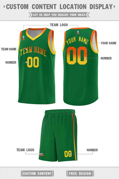 Custom Kelly Green Personalized Gradient Font Sports Uniform Basketball Jersey