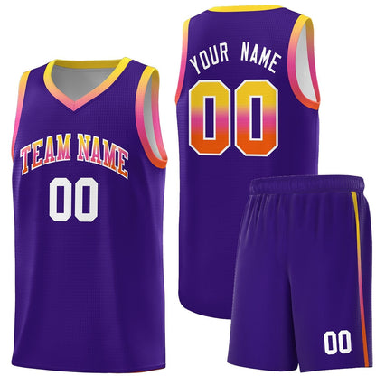 Custom Purple Personalized Gradient Font Sports Uniform Basketball Jersey