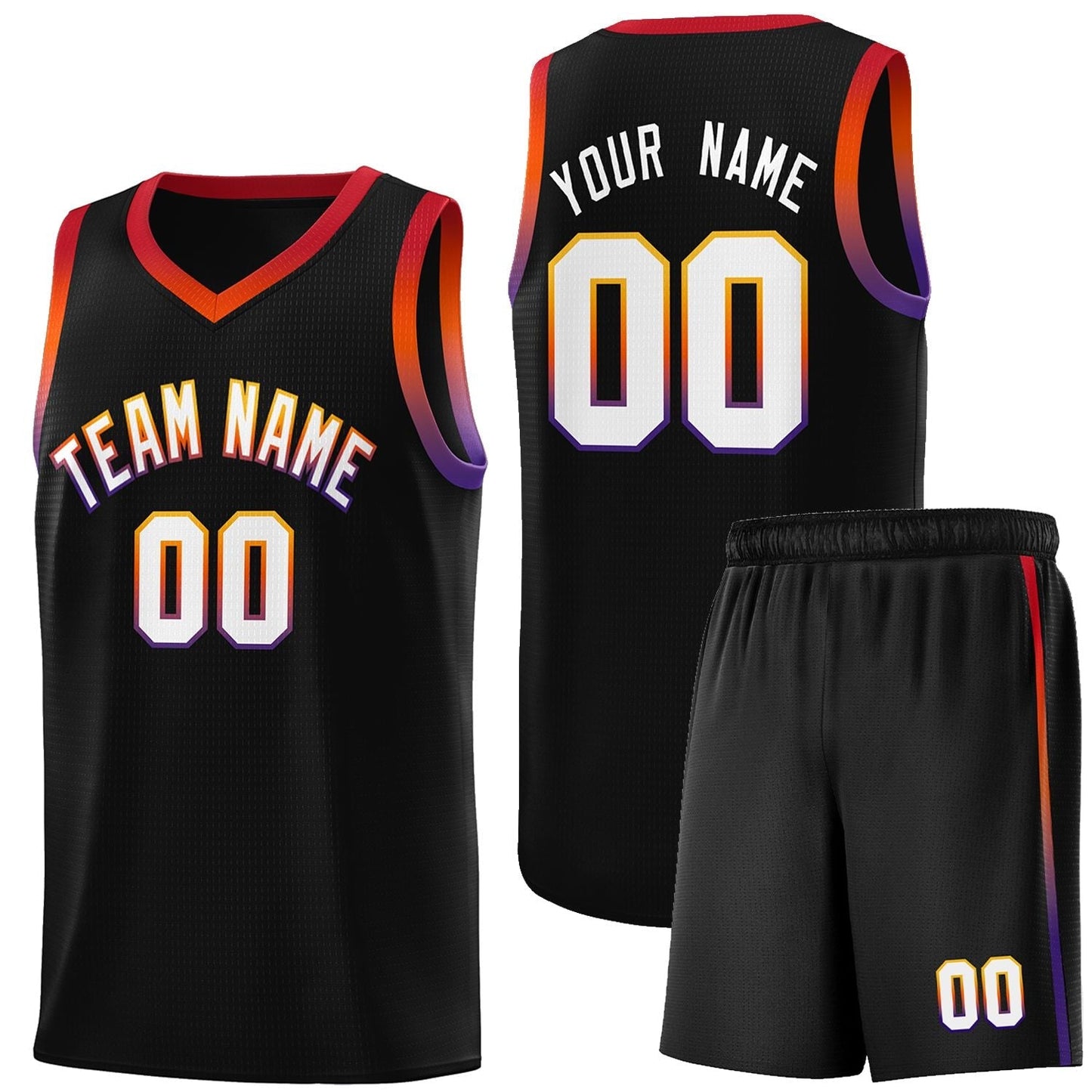 Custom Black Personalized Gradient Font Sports Uniform Basketball Jersey