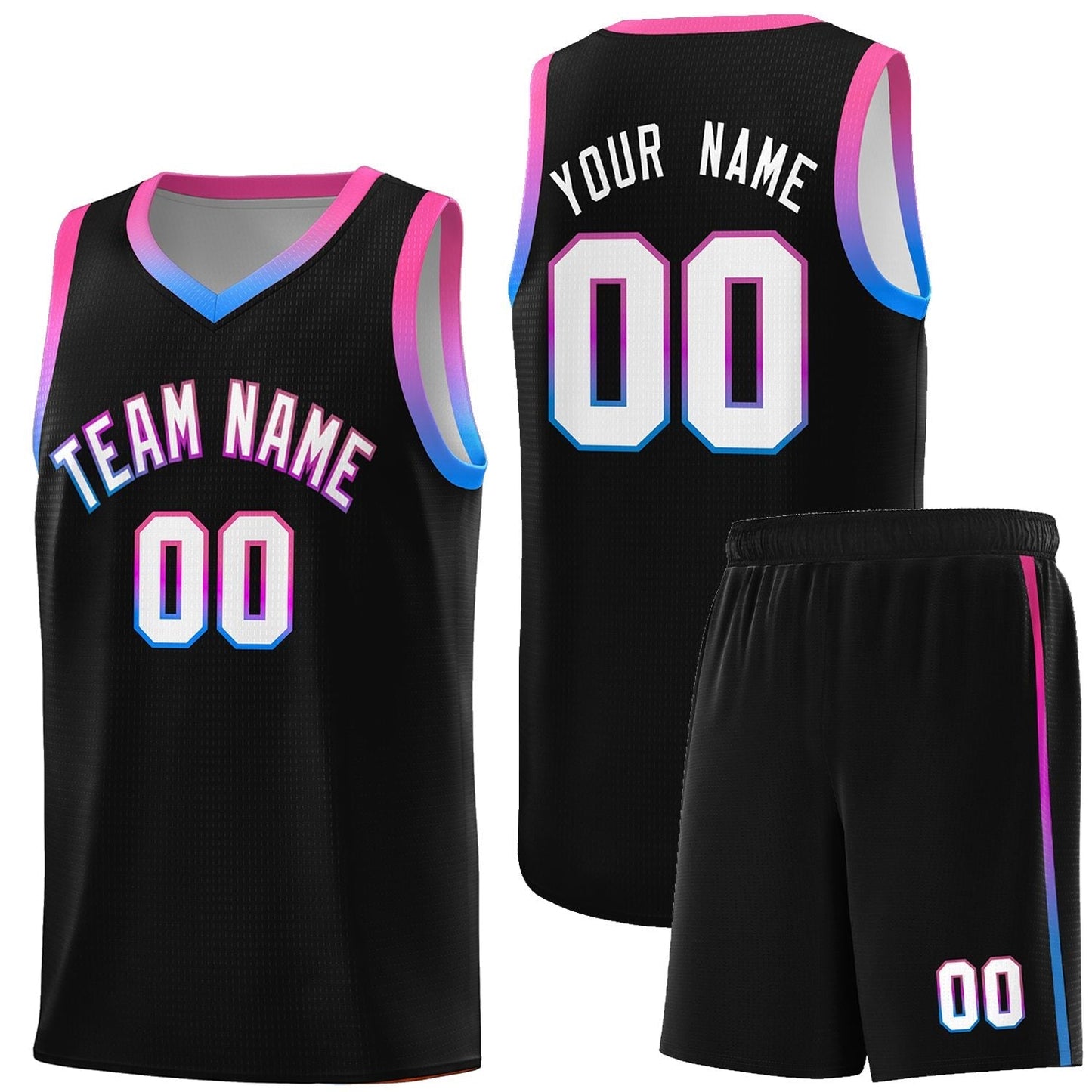 Custom Black Personalized Gradient Font Sports Uniform Basketball Jersey