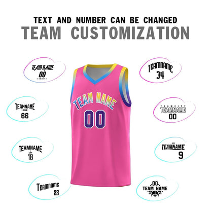 Custom Pink Personalized Gradient Font Sports Uniform Basketball Jersey