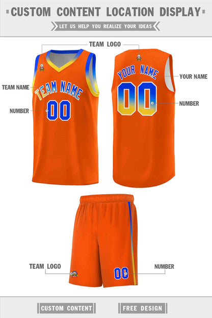 Custom Orange Personalized Gradient Font Sports Uniform Basketball Jersey