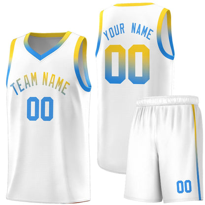 Custom White Personalized Gradient Font Sports Uniform Basketball Jersey