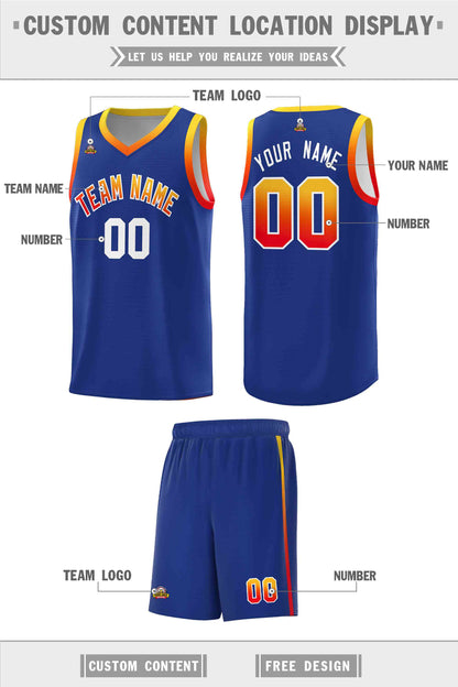 Custom Royal Personalized Gradient Font Sports Uniform Basketball Jersey