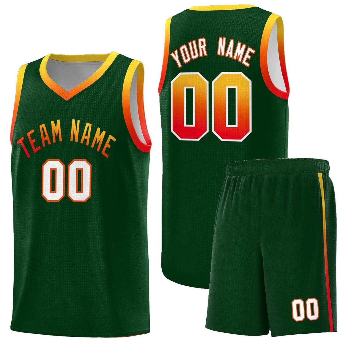 Custom Green Personalized Gradient Font Sports Uniform Basketball Jersey