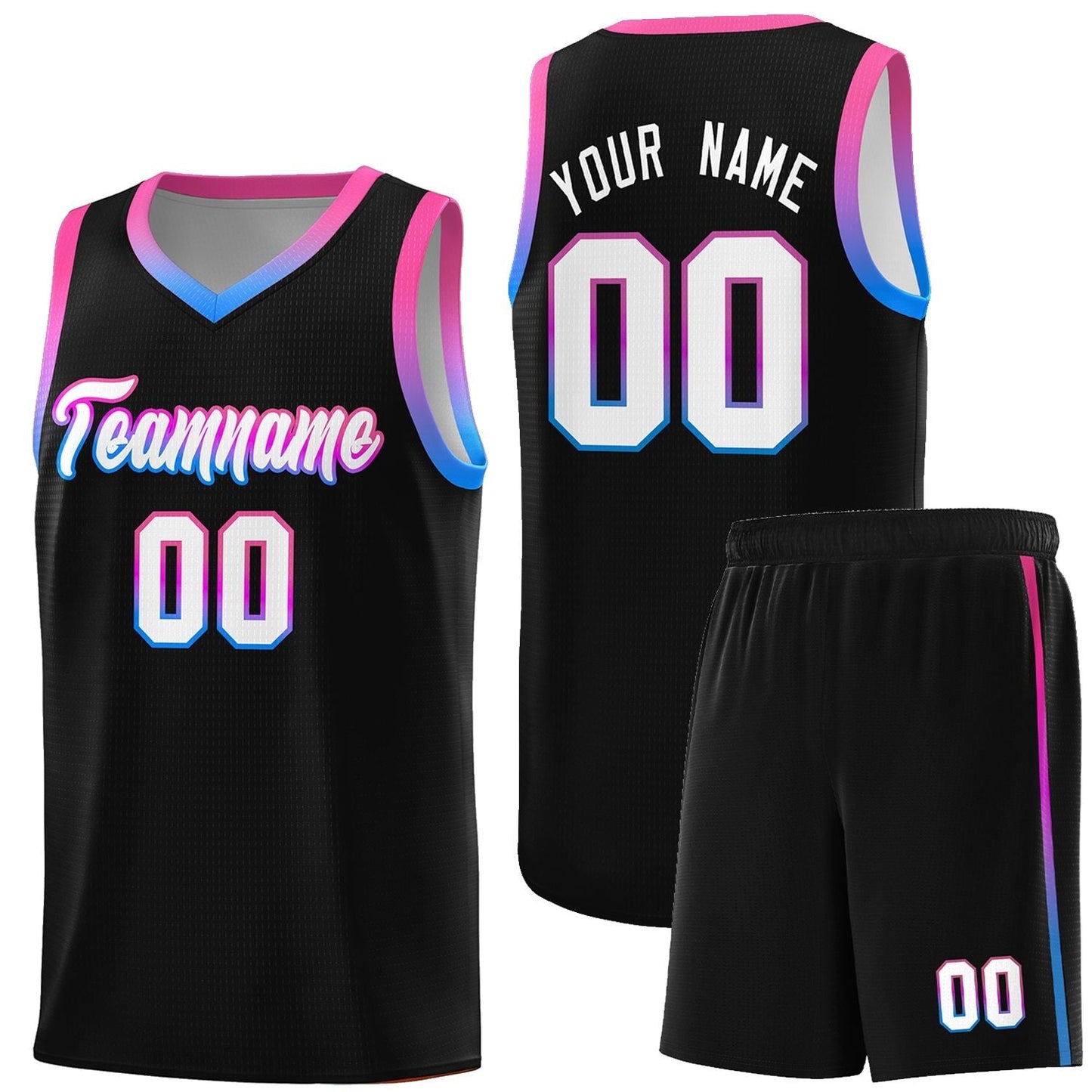 Custom Black Personalized Gradient Font Sports Uniform Basketball Jersey