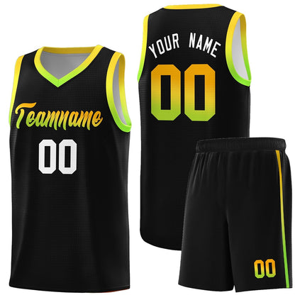 Custom Black Personalized Gradient Font Sports Uniform Basketball Jersey