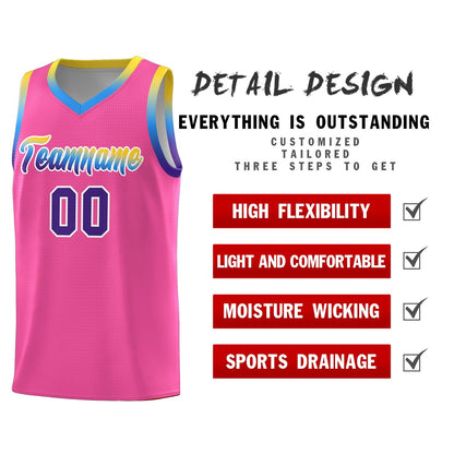 Custom Pink Personalized Gradient Font Sports Uniform Basketball Jersey