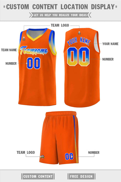 Custom Orange Personalized Gradient Font Sports Uniform Basketball Jersey